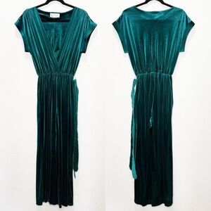 Tom Bezduda for Barad & Co Velvet Wife Leg Jumpsuit  Vintage Party Emerald 70s